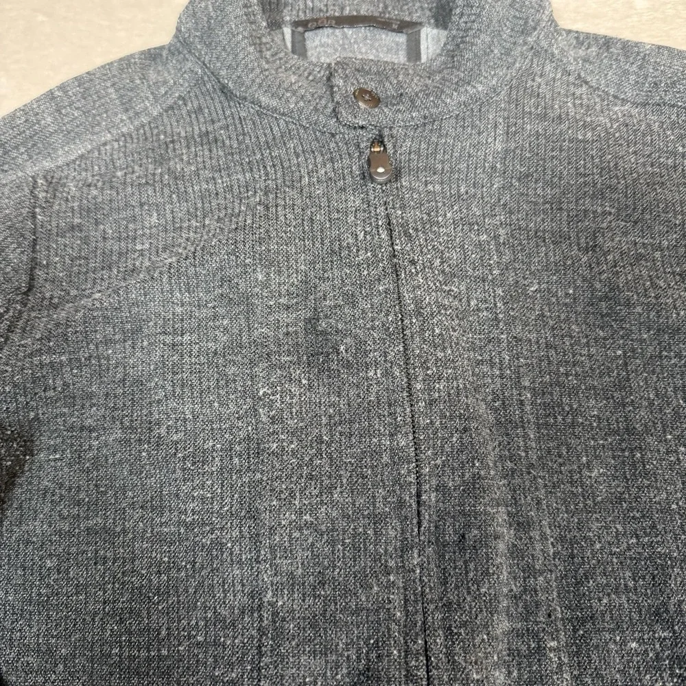QOR Mens Merino Wool Blend Full Zip Knit Sweater Jacket Gray Size Medium